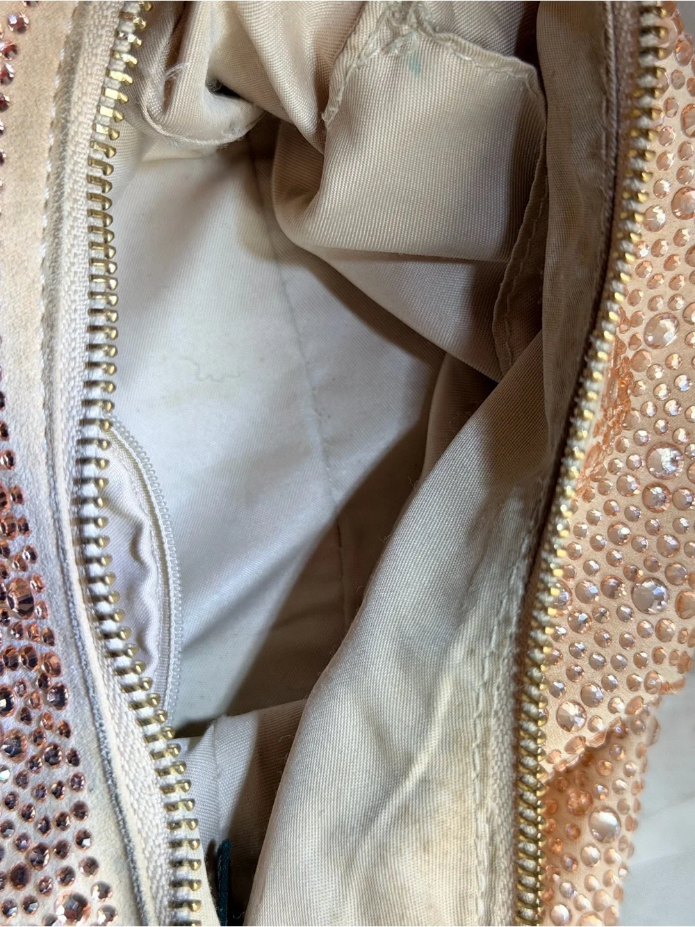 Sparkling Rose Gold Hobo Bag with Gold Chain - Picture 12 of 15